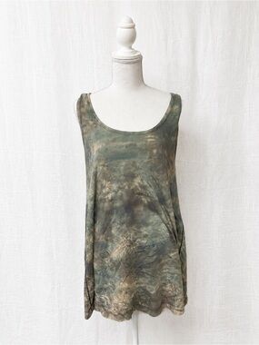 Zara Olive Green Tie-Dye Scoop Neck Tank